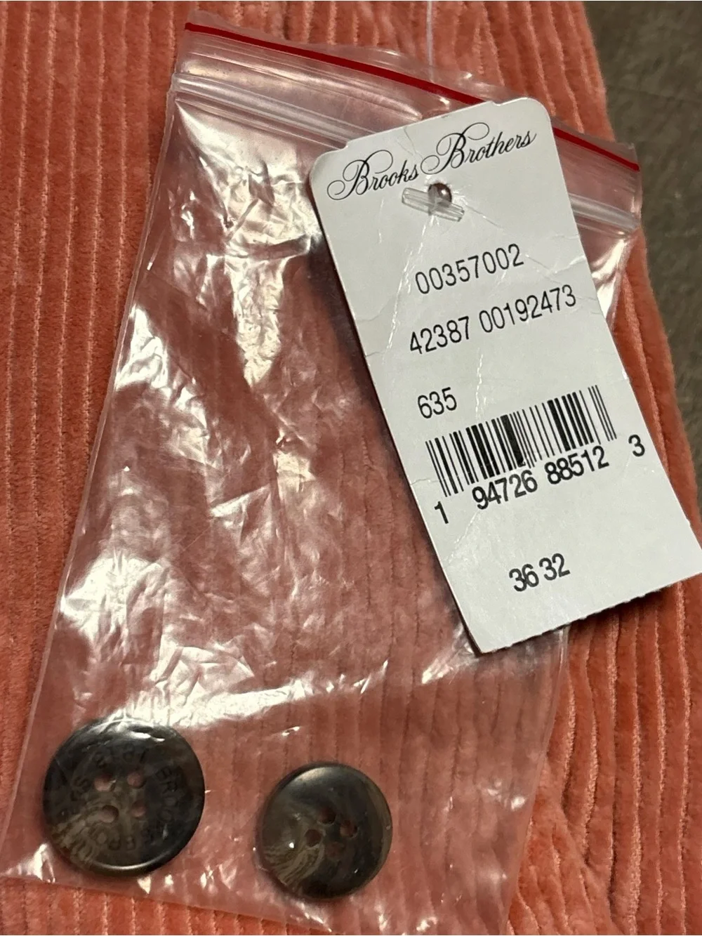 Brooks Brothers Brooksgate Corduroy Pants 36x32 Salmon Coral Straight NWT
